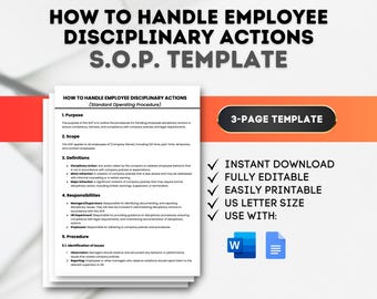 Employee Disciplinary Actions SOP Template (Google Docs, MS Word)