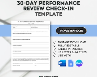 Employee Review Performance Review Template Employee Evaluation Form 30 Day CheckIn Employee Weekly Goals And Focus Manager Feedback Review