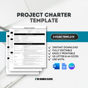 Project Charter Template Project Scope Check List Project Planner Printable Project Checklist Project Status Report Project Plan Template