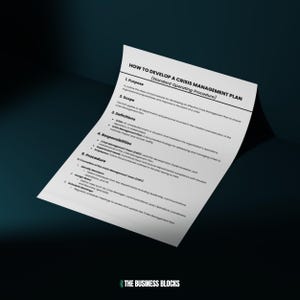May include: A black and white document with the title "How to Develop a Crisis Management Plan (Standard Operating Procedure)". The document outlines the steps involved in creating a crisis management plan, including purpose, scope, definitions, responsibilities, and procedures.