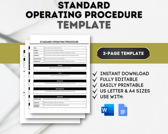 Standard Operating Procedure Template Business SOP Document Human Resources Employee Work Procedure Operation Procedure Work Guideline