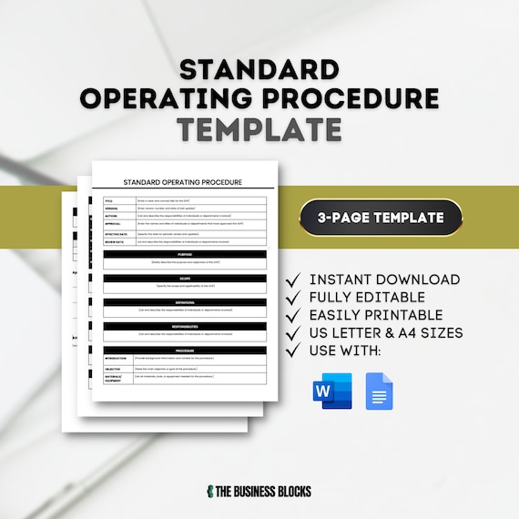 SOP Template: Business Standard Operating Procedure (Google Docs, MS Word)