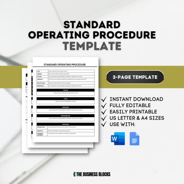 Standard Operating Procedure Template Business SOP Document Human Resources Employee Work Procedure Operation Procedure Work Guideline