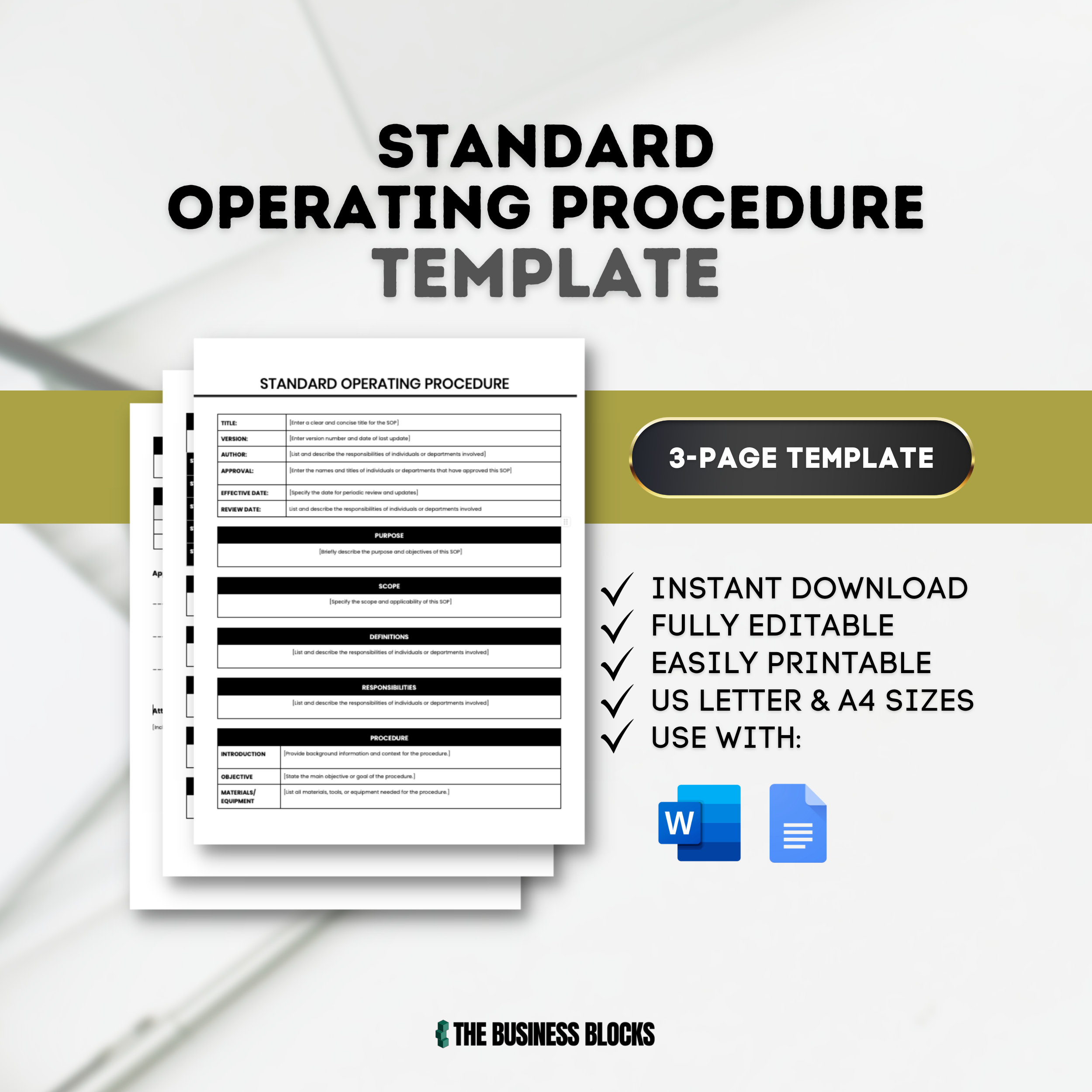 Standard Operating Procedure Template Business SOP Document Human ...