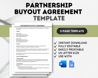 Partnership Buyout Agreement Template: Small Business Exit Contract (Google Docs, MS Word)
