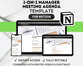 NOTION 1-on-1 Manager Meeting Agenda Template Agenda for One-on-One Meetings Project Management Notion Template for Manager Meetings