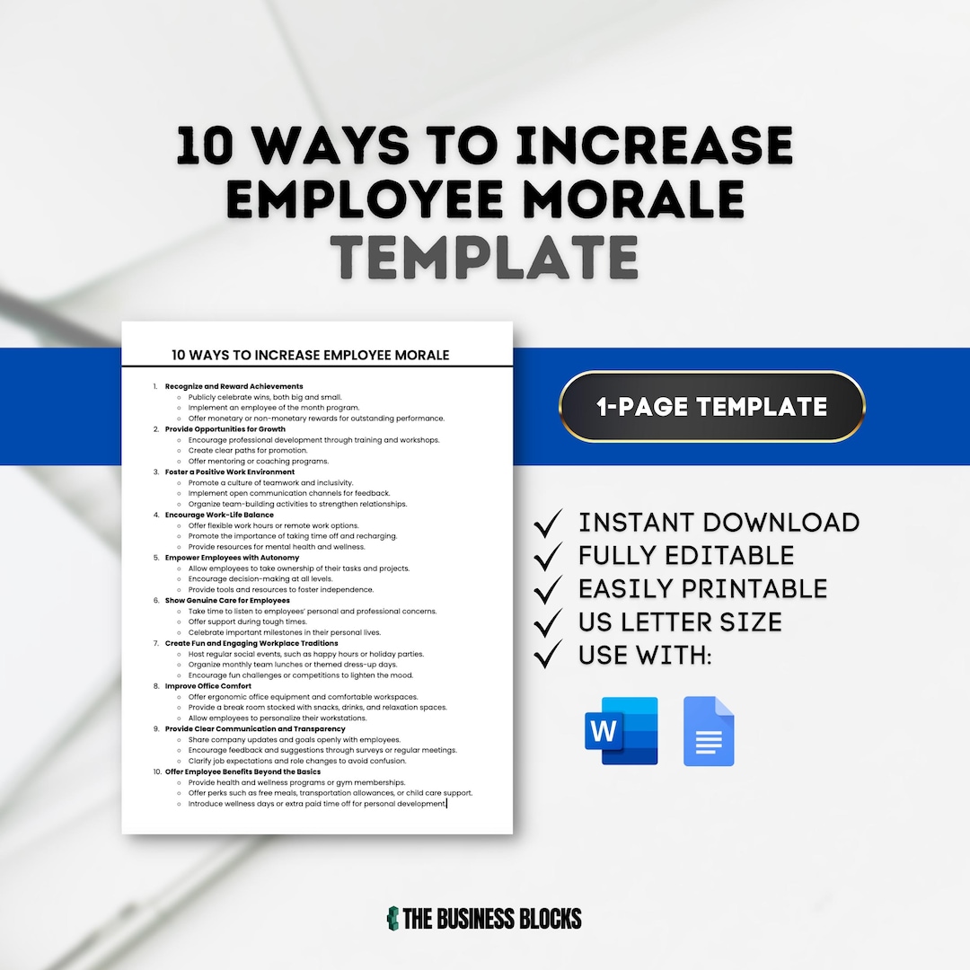 How To Increase Employee Morale Without Money 10 Ways to Increase Employee Morale Template How to Boost Employee