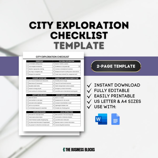Stadterkundung Checkliste Vorlage Reiseroute Urban Adventure Sehenswürdigkeiten Checkliste Touristenführer Stadt Wahrzeichen Lokale Sehenswürdigkeiten