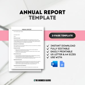 Annual Report Template Company Annual Review Business Performance Report Corporate Financial Summary Yearly Progress Report Template