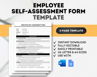 Employee Self-Assessment Form Template Self-Evaluation Form Performance Review Template Employee Feedback Form Self-assessment Questionnaire