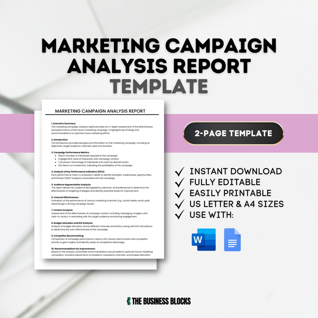 Marketing Campaign Analysis Report Template (digital Download) - Etsy