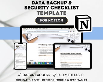 Notion Datensicherung & Sicherheit Checklisten Vorlage: Business Daten Planer