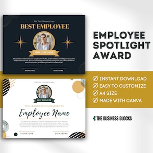 Apprezzamento dei dipendenti Premi per i dipendenti Divertente stampabile Premio per i dipendenti Premio Spotlight per i dipendenti Modello di certificato stampabile per i dipendenti di lavoro