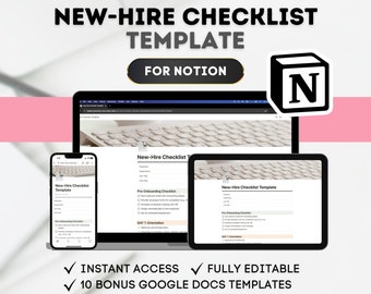 NOTION New-Hire Checklist Template HR Onboarding Template Notion Employee Orientation Template Notion HR Checklist Template New Employee