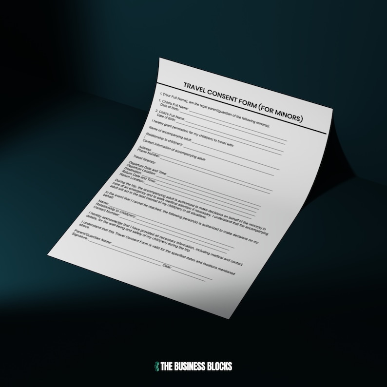 Travel Consent Form Template Parental Consent for Travel Child Travel ...