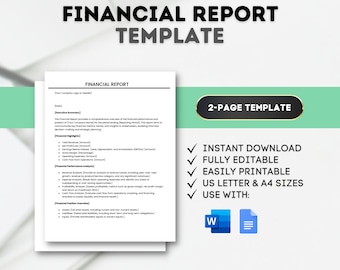 Financial Report Template Business Financial Statement Template Company Financial Analysis Template Budget Report Template Income Statement