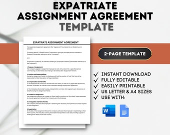 Expatriate Assignment Agreement Template International Relocation Contract Global Mobility Agreement Expat Assignment Template Overseas Job