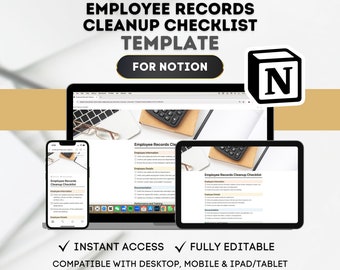 NOTION Employee Records Cleanup Checklist Template HR Records Cleanup Employee Records Management Template for Notion Employee Data Cleanup