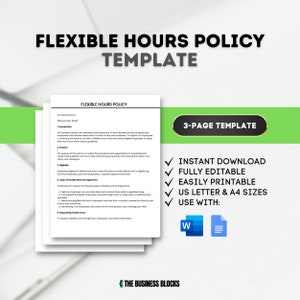 Flexible Hours Policy Template Human Resources Employee Onboarding New Hire Policy Welcome Packet Remote Work Policy Freelancer Policy