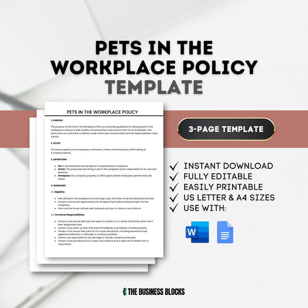 Pets in the Workplace Policy Template Office Pet Policy Pet friendly Pets in the Workplace Policy Template Office Pet Policy Pet friendly