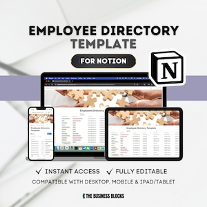 NOTION Employee Directory Template Employee Database Organizational Chart Staff Directory Employee Management Company Directory Team Roster
