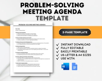 Problem-Solving Meeting Agenda Template: Editable Business Checklist (Digital Download)