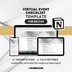 Notion Virtual Event Checklist Template: Online Event Management (Digital Download)