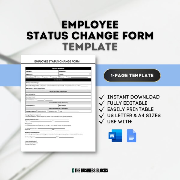 Employment Change Form Etsy