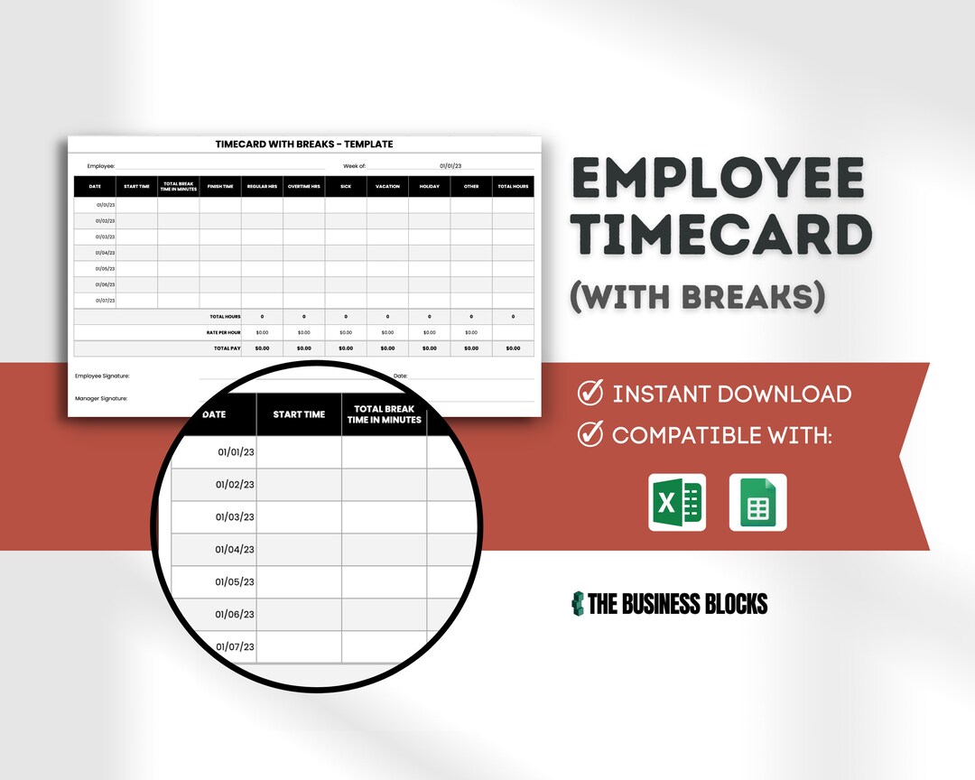 Employee Timecard With Breaks Employee Daily Schedule Google Sheet