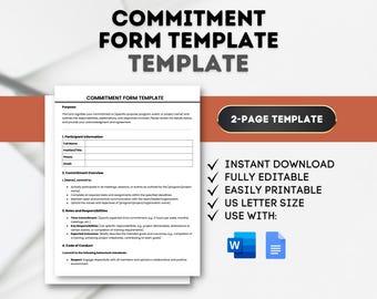 Commitment Form Template: Employee Pledge (Google Docs, MS Word)