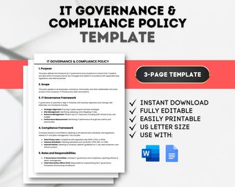IT Goverance & Compliantion Richtlinien Vorlage: Datensicherheit (Docuable Docs/Word)