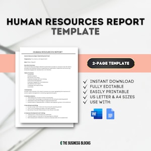 Human Resources Report Template HR Report Human Resources Analytics Employee Performance Report HR Metrics Report Format HR Dashboard