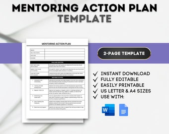 Mentoring Action Plan Template: Employee Onboarding (Google Docs, MS Word)