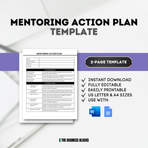 Mentoring Action Plan Template Human Resources Employee Onboarding Mentorship Planning Mentor Program Mentee Goals Mentoring Plan New Hire