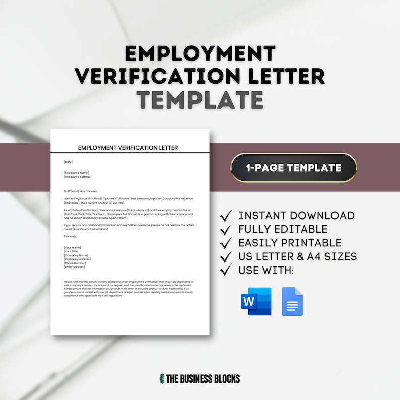 Employment Verification Letter Template Human Resources Employment
