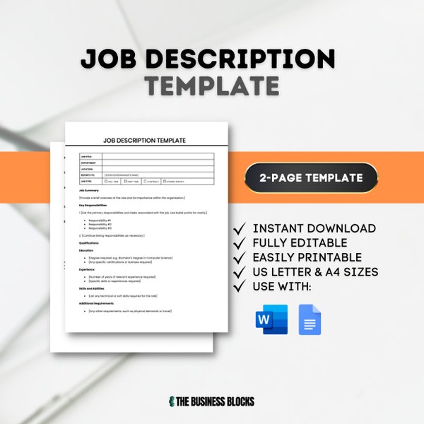 Job Description Template Etsy Job Description Template Etsy