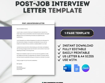 Post Interview Letter Template: HR Interview Follow-Up (Canva, Google Docs, MS Word)
