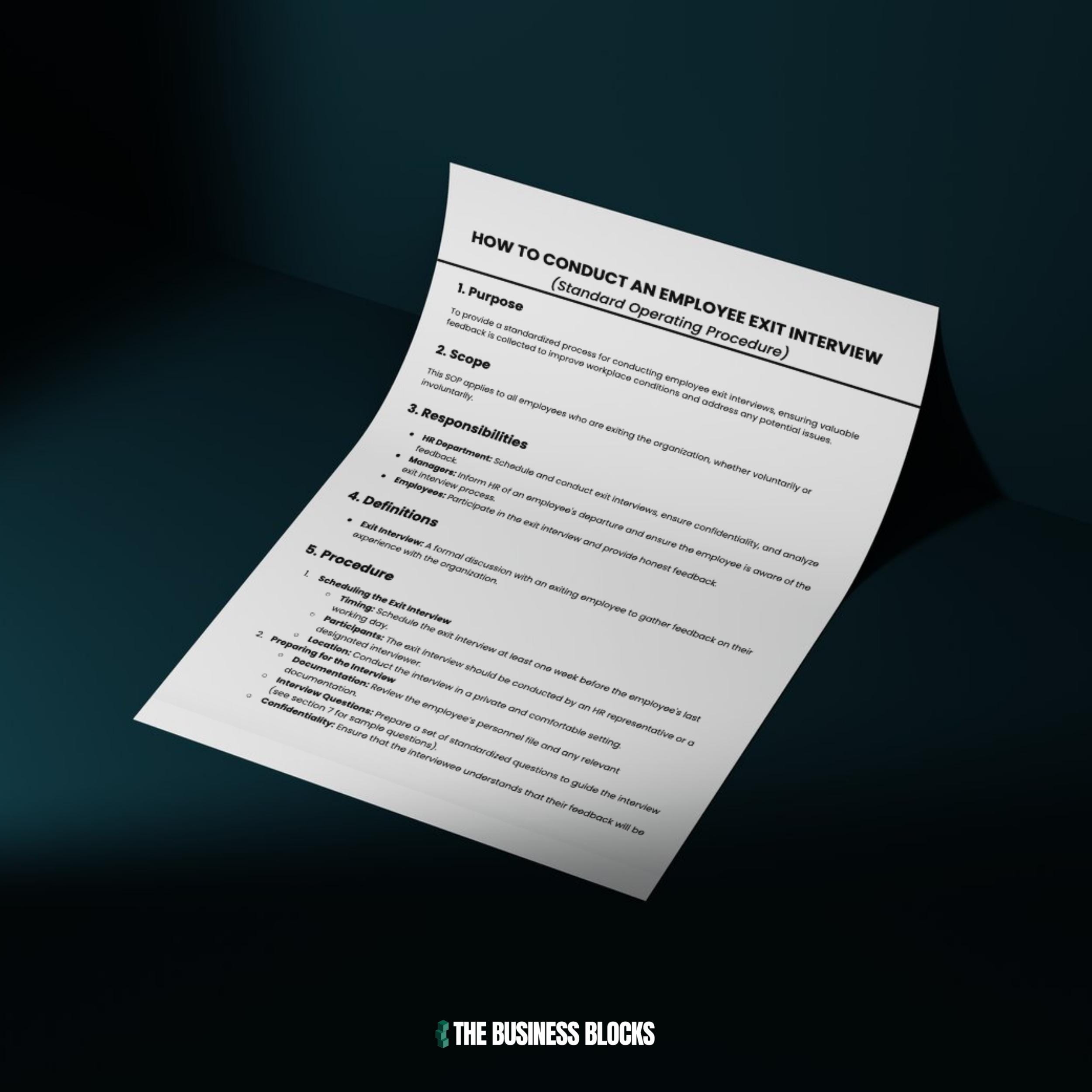 Employee Exit Interview SOP Template (google Docs, MS Word) - Etsy