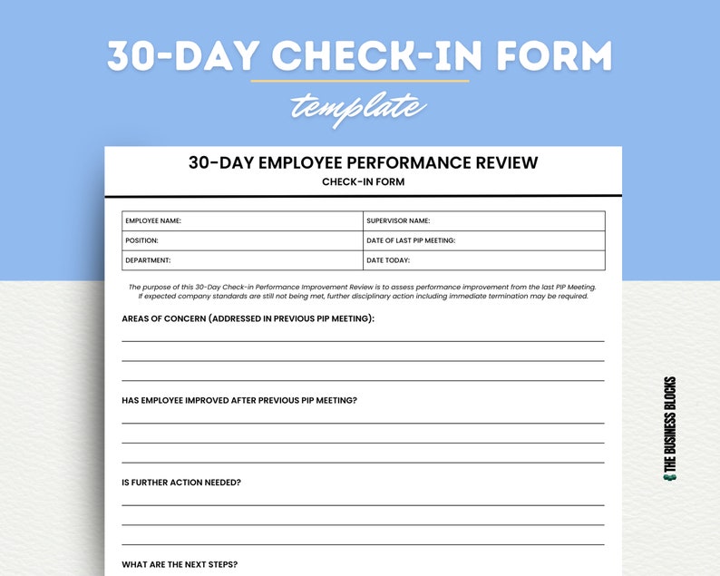 30day Employee Performance Review Checkin Form Editable Etsy