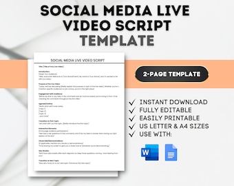 Social Media Live Video Script Template: Content Planning (Digital Download)