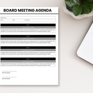 Board Meeting Agenda Template - Etsy
