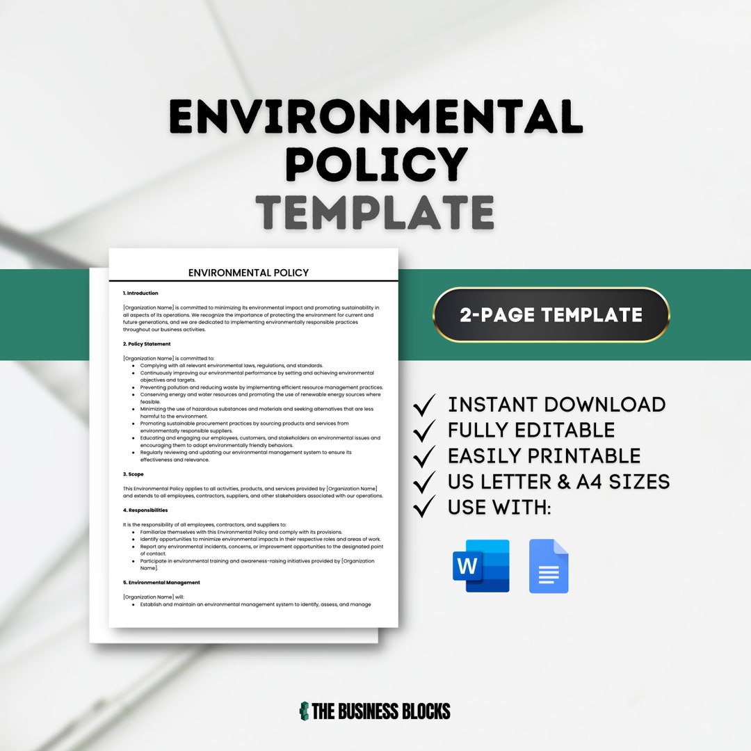 Environmental Policy Template Environmental Sustainability Policy Eco Environmental Policy Template Environmental Sustainability Policy Eco