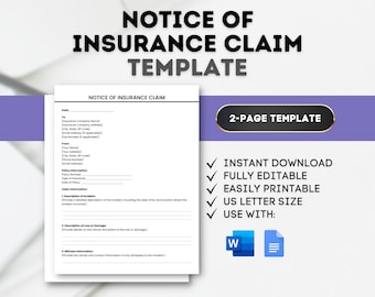 Insurance Claim Notice Template: Editable Google Docs, MS Word (US Letter)