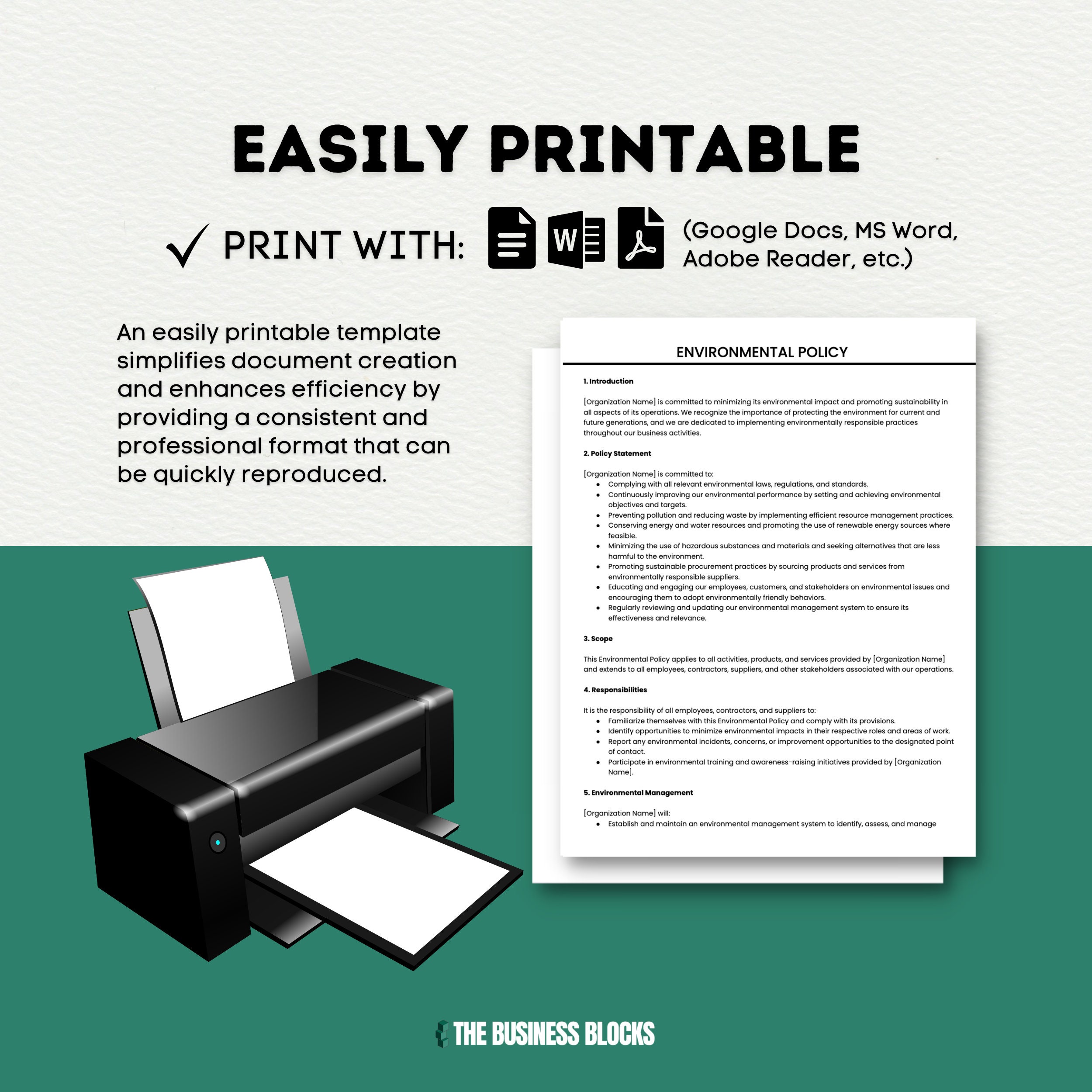 Environmental Policy Template Customizable Sustainability Policy