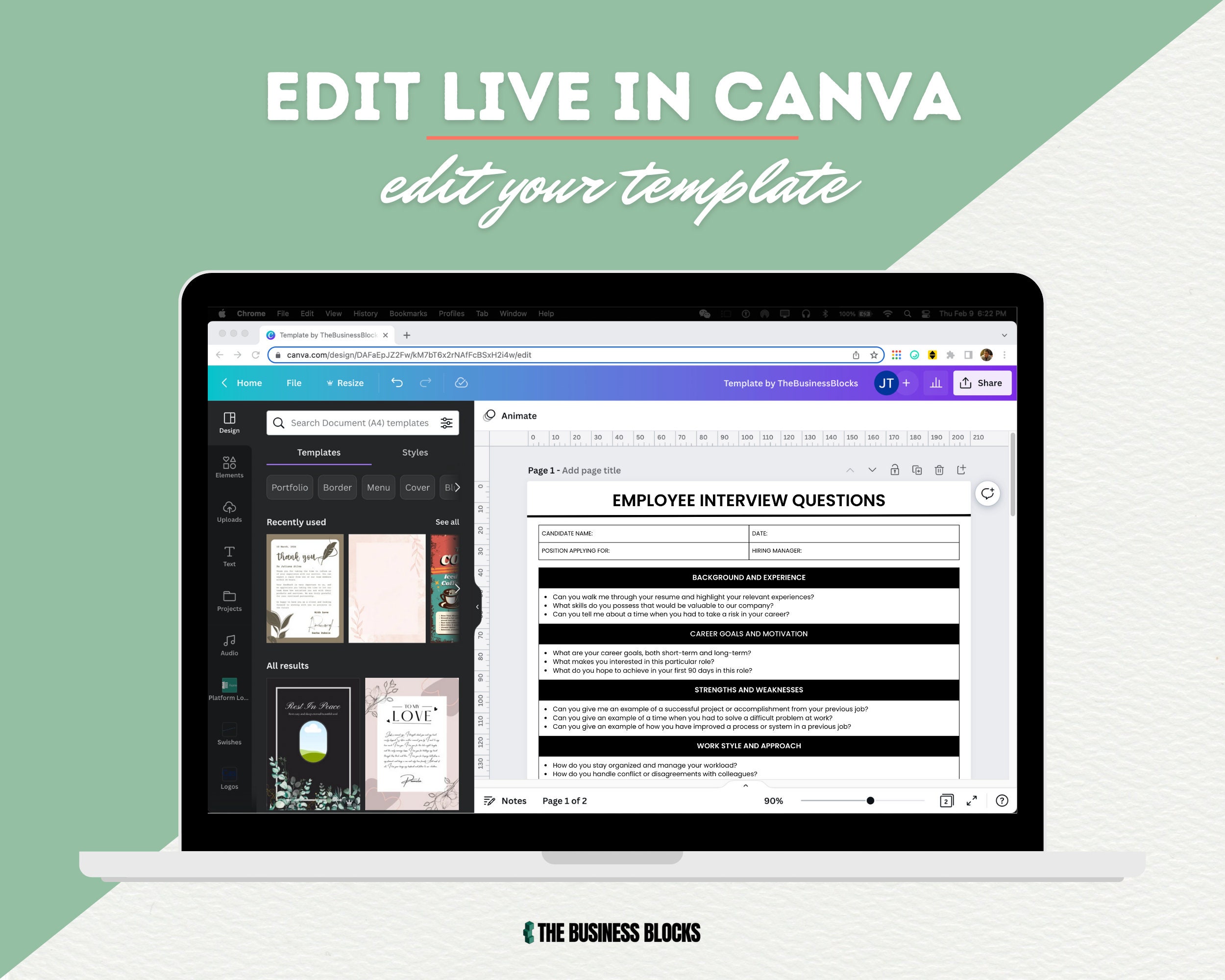 Job Interview Template Bundle: Interview Questions, Checklist (canva ...