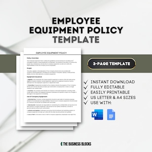 Employee Equipment Policy Template Human Resources Employee Onboarding New Hire Packet HR Policies Employee Policy Office Equipment Policy