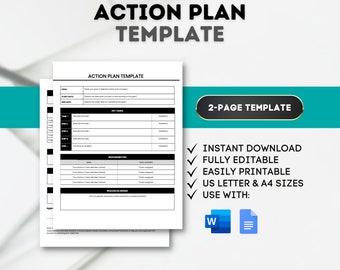 Action Plan Template Human Resources Teamwork Management Goal Tracker Fillable Action Planner Project Plan Action Management Goal Setting