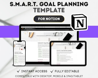 Notion SMART Goal Planning Notion Template SMART Goal Setting Notion Goal Planner Notion Goal Strategy SMART Criteria for Goal Planning