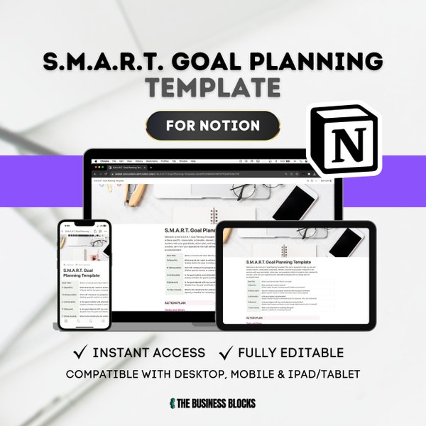 Notion SMART Goal Planning Notion Template SMART Goal Setting Notion Goal Planner Notion Goal Strategy SMART Criteria for Goal Planning