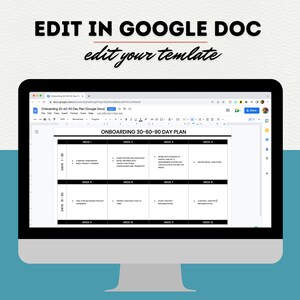 Employee Onboarding 30 60 90 Day Plan Template (canva, Google Docs ...
